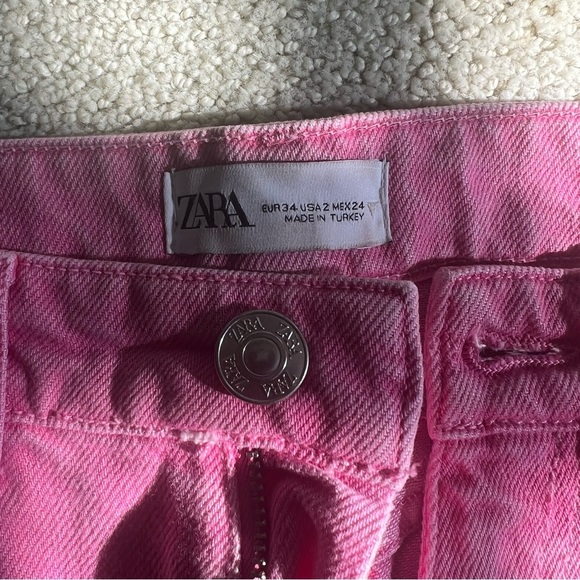 Zara Hi-Rise Wide Leg Pink Full Length Jeans - Picture 6 of 6